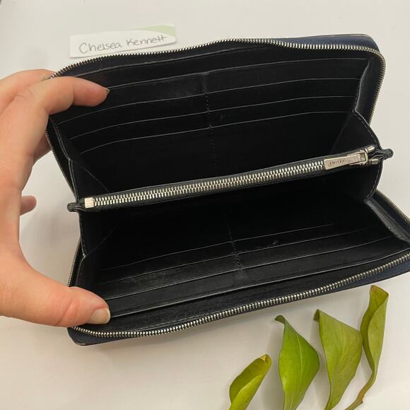 Celine Large Zip Around Wallet Multifuction Grained Calfskin Navy Blue - Picture 16 of 16